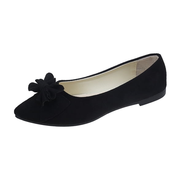 FRSASU Ballerines à Nœud pour Femme de Printemps Chaussures Plates Nœud Papillon Ballerines Chaussures de Bureau Bout Pointu Peu Profondes à Enfiler Ballet Noir