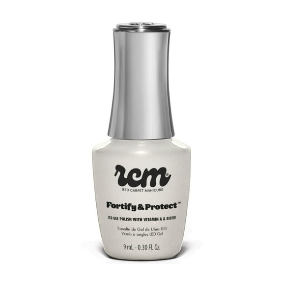 Red Carpet Manicure Fortify & Protect White Shimmer Gel Polish for Strong, Healthy Nails - Infused with Vitamin A & Biotin - (Alpine Attitude) Led Nail Gel Color, 0.3 Fl Oz