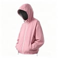 thumbnail image 4 of Women's Hooded Rain Jacket Outdoor Raincoat Windbreaker Women's Solid Color Jacket And Winter Fashion Casual Striped Lining Waterproof Hem Drawstring Hooded Drawstring Jacket, 4 of 9