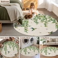 thumbnail image 5 of Round Area Rug 3 Ft, Spring Botanical Washable Non-Slip Circle Carpet for Living Room/Bedroom, Watercolor Leaves Flowers Birds Beige Low-Profile Small Floor Mats Collection Rugs for Indoor, 5 of 7