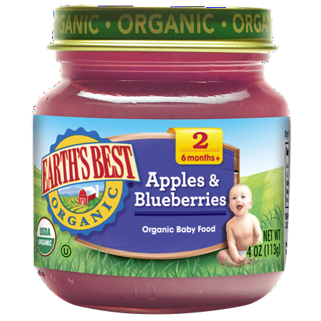 Earth's Best Organic Stage 2 Baby Food, Apples and Blueberries, 4 oz. (Best Place To Grow Blueberries)