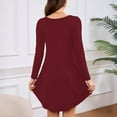thumbnail image 4 of Robe T-Shirt à Poche, Robe Midi Ample à Manches Longues à Col Rond, Robe Facile pour Tous les Jours pour Femmes, Maternité, Voyage et Tenue de Fin de Semaine Bourgogne TG, 4 of 5