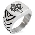 thumbnail image 1 of Stainless Steel Tribal Kraken Chevron Pattern Biker Style Polished Ring, 1 of 1