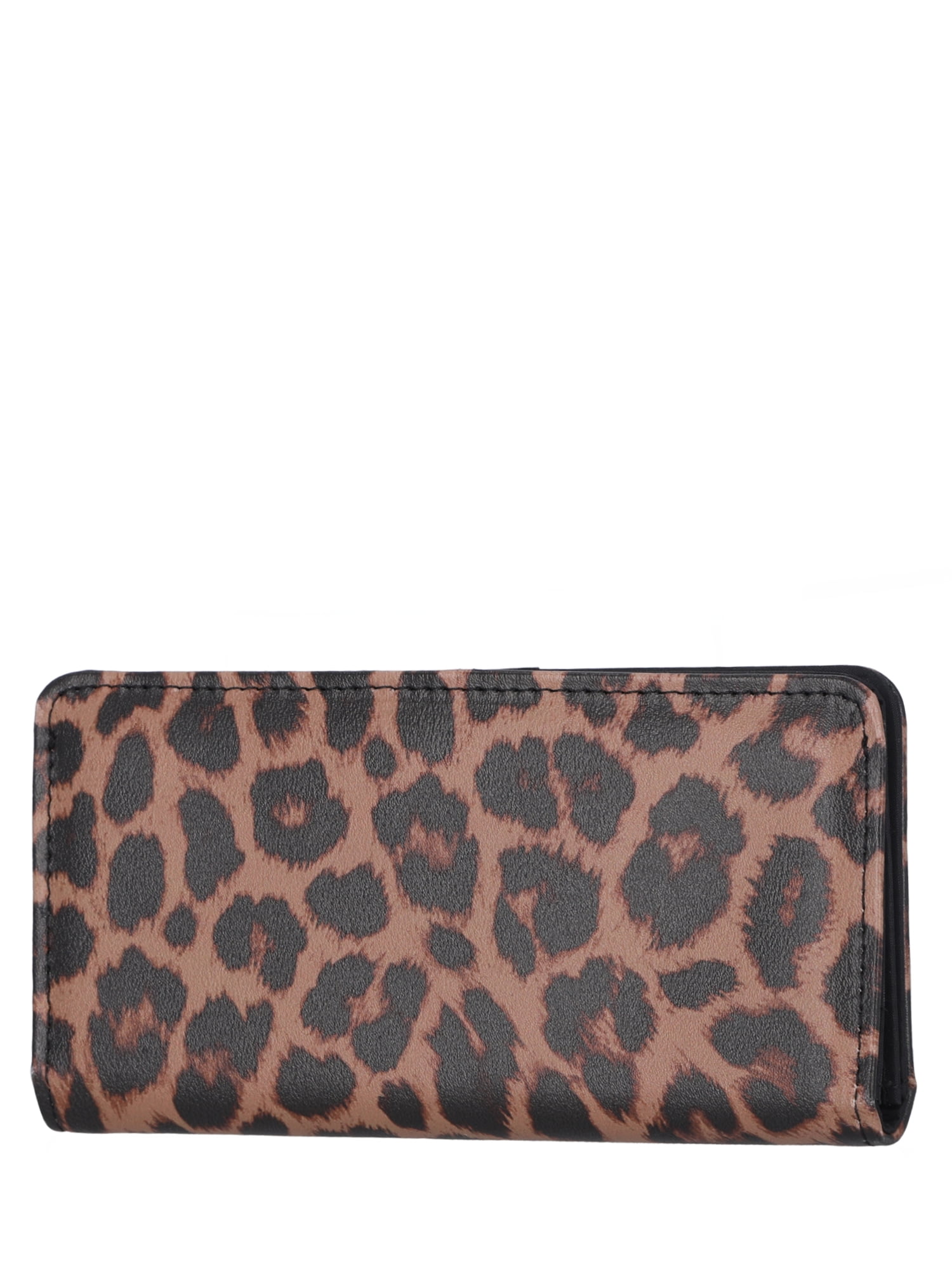 Time and Tru Women's Alexandra Slim Tab Wallet, Leopard Print