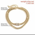 thumbnail image 2 of 2 Pcs Chunky Chain Necklace Inlaid Shiny Rhinestone Adjustable Hip Hop Style Punk Necklace Set, 2 of 5