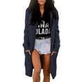 thumbnail image 4 of Breezora Oversized Hooded Cable Knit Cardigan Women’s Long Open Front Sweater Coat Cozy Chunky Weave with Pockets L Size Navy, 4 of 4