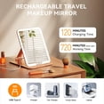 thumbnail image 2 of Rechargeable Travel Makeup Mirror Portable Travel Lighted Makeup Mirror with Color Modes Dimmable Compact Tabletop LED Vanity Mirror with Touch Screen, 2 of 9