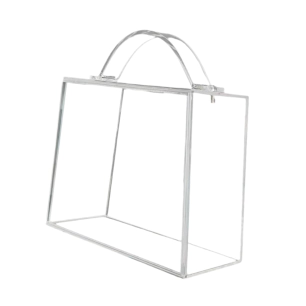 Caja de flores Tote transparente acrílico portátil elegante caja de flores eternas caja de almacenamiento con tapa para el día de San Valentín Día de 32x25x26cm