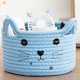 thumbnail image 2 of Hilo para tejer orejas de gato, almacenamiento de escritorio, cabecero de cama hecho a mano, clasificación de objetos diversos, redondo, azul, 2 of 6