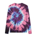thumbnail image 4 of Long Sleeve Tops Tie Dye Print T Shirts for Women Loose Fit Crewneck Thin Sweatshirts Fall Cotton Pullovers (L, Pink), 4 of 5
