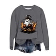 thumbnail image 2 of Inverlee Womens Halloween Sweatshirts Funny Pumpkin Ghost Print T-shirt Stretch Round Neck Sweatshirt Long Sleeve Dressy Casual Pullover Tops Halloween Party Supplies, 2 of 6