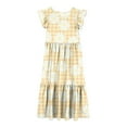 thumbnail image 4 of Atogsazn Girls Summer Maxi Dress Children's Ruffle Short Sleeve Crew Neck Dress Kids Loose Casual Flowy Tiered Dress 08-Yellow 6-7 Years, 4 of 5