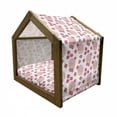 thumbnail image 2 of Cupcake Pet House, Doodle Strawberry Baked Goods Butter Cream Desserts Cake Design, Outdoor & Indoor Portable Dog Kennel with Pillow and Cover, 5 Sizes, Pale Pink Peach Pink, by Ambesonne, 2 of 5