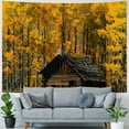 thumbnail image 4 of Orinice Log Cabin Yellow Trees Fence Tapestry Wall Hanging Unique Style Graphic Tapestries Home Wall Decor Art Living Room Bedroom Apartment Farmhouse Dorm Decorations for Dorm 40x30inch, 4 of 6