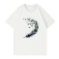 thumbnail image 3 of NAMTYQX Womens Graphic T Shirts Simple Short Sleeve Bedruckte Round Neck Light Plus Size Soft Relaxed Fit Print T Shirts for Women White Size 3XL, 3 of 5
