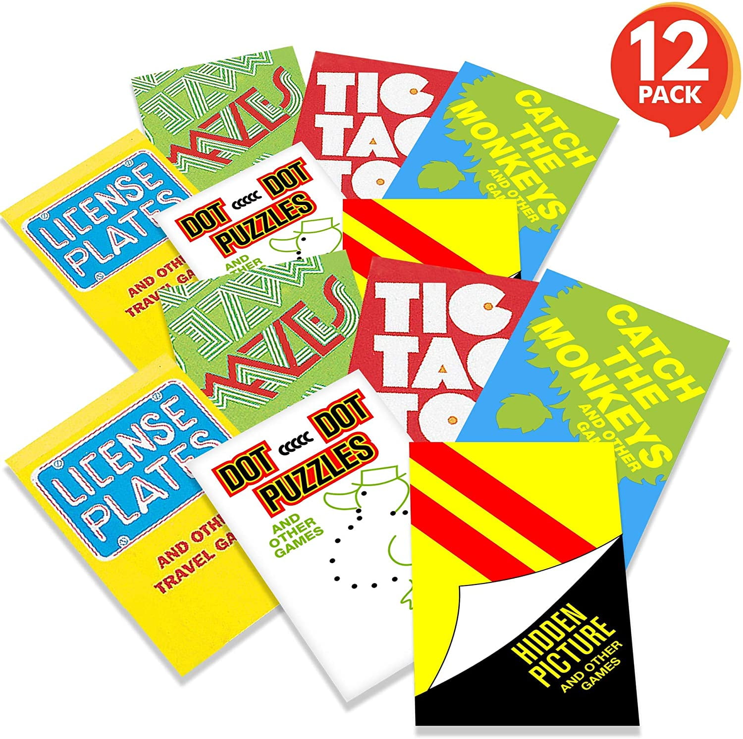 Gold Toy Mini Activity Books for Kids - Set of 12-30 Paged Assorted  Workbook Pads - Fun Road trip Travel Games and Activities - Educational  Party Favors and Stocking Stuffers for Boys