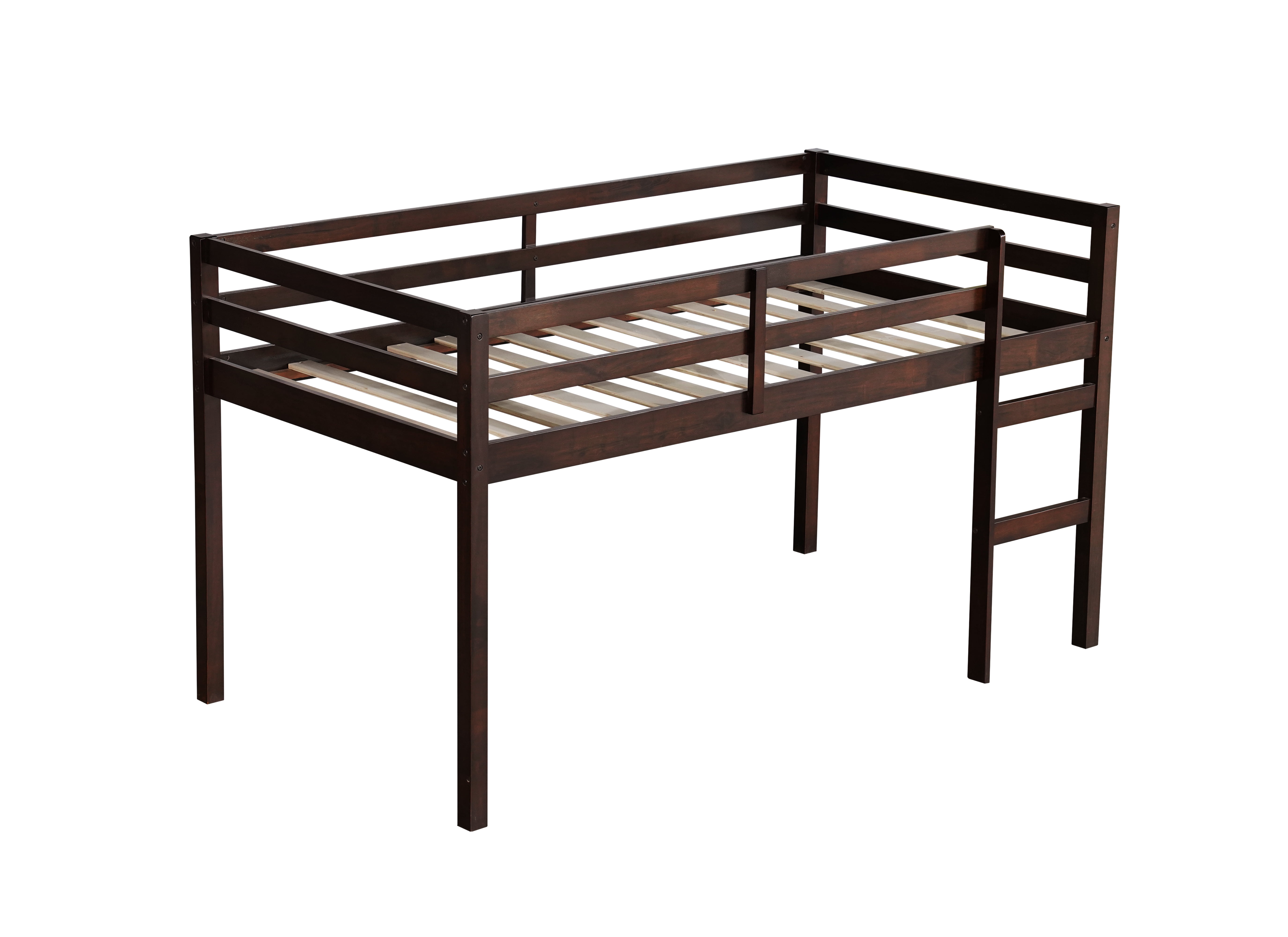 Sailvan Solid Wooden, Rubber Wooden Twin Loft Bed with Ladder, Bed Platform of Strengthened Slats