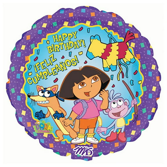 18 inch Dora Happy Birthday Feliz Cumpleanos Anagram Foil Mylar Balloon - Party Supplies Decorations