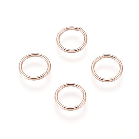 304 Stainless Steel Open Jump Rings Rose Gold 8x0.9mm Inner Diameter: 6.5mm