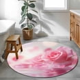 thumbnail image 6 of Pink Rose Fantasy Round Rug 3.3ft Area Rug Washable Soft Non-Slip 3.3' Circle Low Pile Rugs Elegance Floral Romantic Reflection Carpet for Bedroom Living Room Entryway Home Office Dining Room, 6 of 8