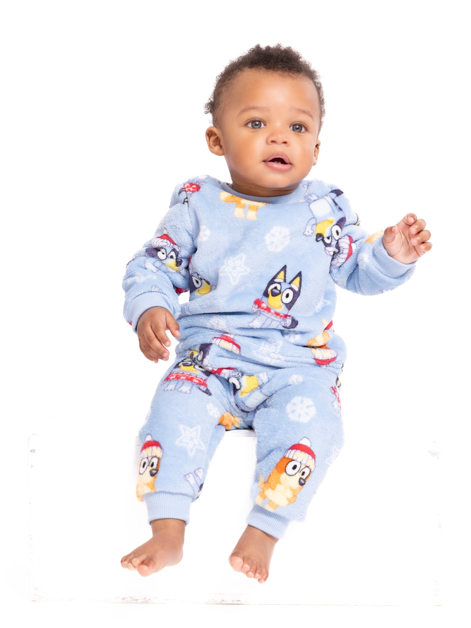 Christmas Bluey Unisex Baby Print Plush Top and Pants Set, 2-Piece, Sizes Newborn-24M