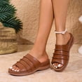 thumbnail image 2 of Xijirk Women Comfortable Sandals Breathable Casual Beach Wedge Heel Shoes Daily Walking Women Sandals for Outdoor Summer Spring Wear and Activities,Brown,7, 2 of 9
