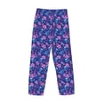 thumbnail image 3 of Vsdgher Blue Skull Leaf Print Mens Pajama Pants Sleep & Lounge Pants, PJ Bottoms With elastic waistb and Pockets, 3 of 5