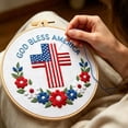 thumbnail image 6 of US 250th Anniversary Cross Stitch Kit, USA 250th Anniversary Embroidery Kit for Adults Beginner, 1776-2026 Flag Bell Eagle Pattern with 6 Hoop,Threads,Needles, Complete Craft Set for Wall DecorC, 6 of 8