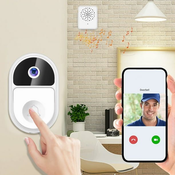 Timbre de vídeo inalámbrico remoto, timbre visual inteligente, intercomunicador doméstico, visión nocturna, wifi, timbre de seguridad recargable, timbre inteligente.