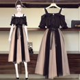 thumbnail image 2 of moda más el tamaño de las mujeres 2021 nueva primavera y verano era delgado y grasa hermana vestido de dos piezas trajepangjing, 2 of 3
