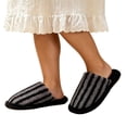 thumbnail image 2 of Samdudou House Slippers for Women Fuzzy Striped Pattern Closed Toe Slip On Plush Warm Indoor Bedroom Flat Footwear for Daily Home Lounging, 2 of 6