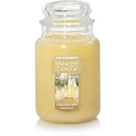 Yankee Candle Homemade Herb Lemonade Scented, Classic 22oz Large Jar Single Wick Candle, Over 110 Hours of Burn Time