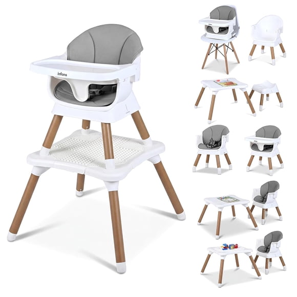 OLAKIDS Baby High Chair, 9 in 1 Convertible Highchair for Babies and Toddlers, Building Block Table Dining Booster Seat Activity Desk Kids Stool with Adjustable Removable Tray