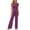 Purple#3, variant on Womens 2 Piece Ribbed Knit Summer Outfits Crewneck Short Sleeve Crop Sweater Top Wide Leg Palazzo Pants Lounge Sets Purple L