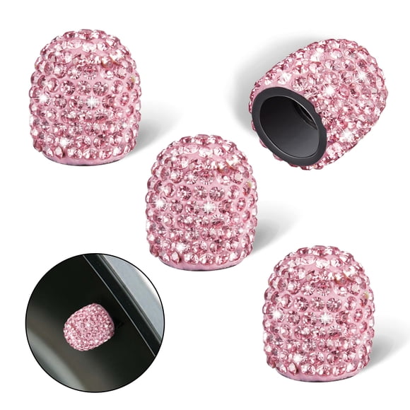 WINKA Tapones para vástago de válvula, 4 unidades, hechos a mano, con diamantes de imitación, universales, para válvula de neumático de coche, a prueba de polvo e impermeables, accesorios para coche,