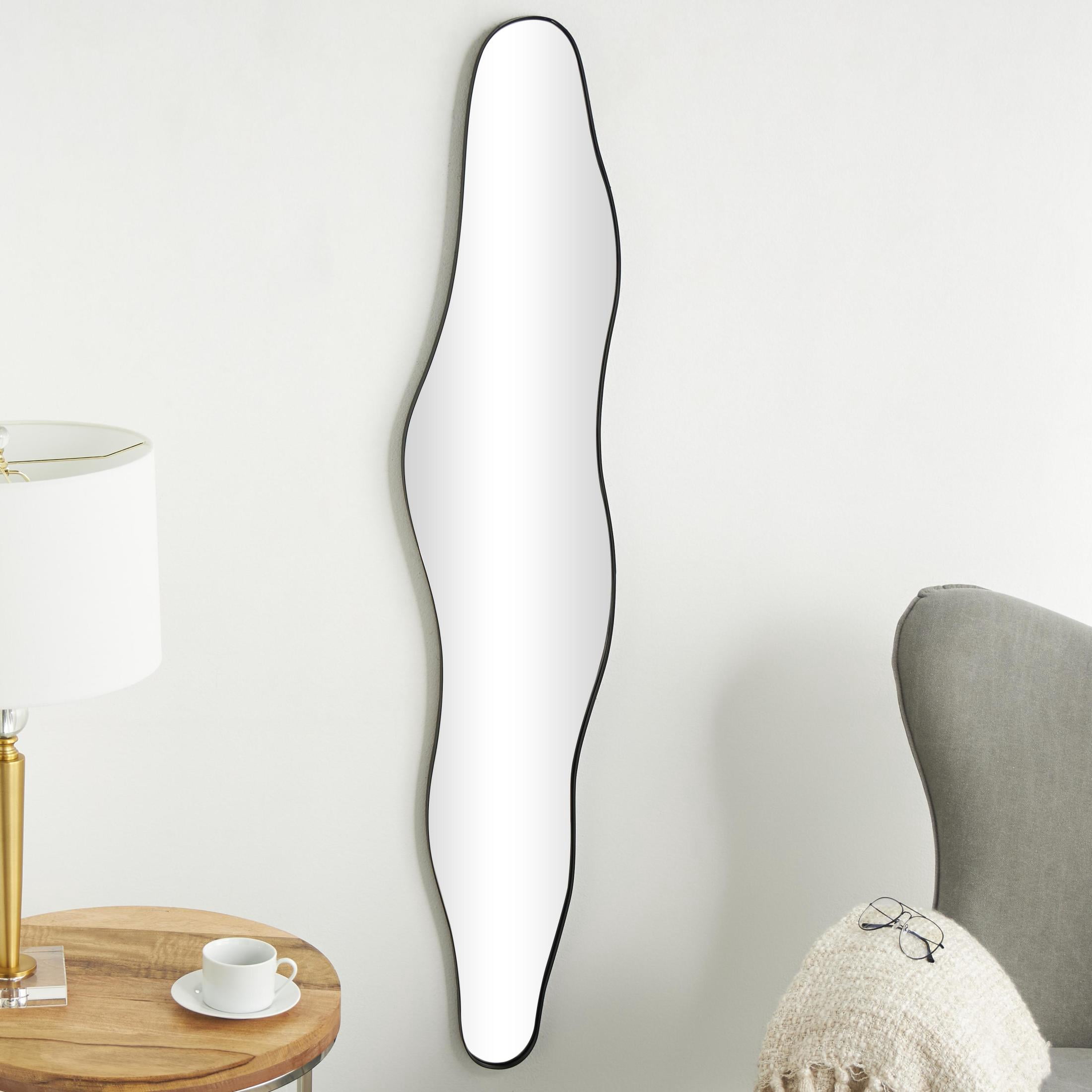 CosmoLiving by Cosmopolitan 12" x 59" Black Slim Wavy Abstract Wall Mirror