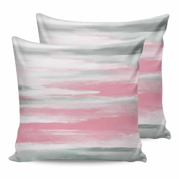Pink Grey Ombre 20x20 Pillow Covers Set of 2, Abstract Art Oil Painting Modern Throw Pillow Covers Decorative Couch Cushion Case, Microfiber Square Pillowcases for Bedroom Car Living Room