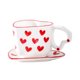 thumbnail image 1 of Taza de café de cerámica con forma de corazón y platillo, juego de tazas de porcelana para capuchino, leche, agua, café, café con leche, té, 1 of 8