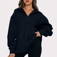thumbnail image 2 of gakvbuo Half Zip Pullover Sweaters For Women Oversized Sweatshirt Lapel Neck Long Sleeve Quarter Zip Hoodie Teen Girls Lightweight Sports Tunic Pullover Tops 2024 Fall Trendy Outfits, 2 of 6