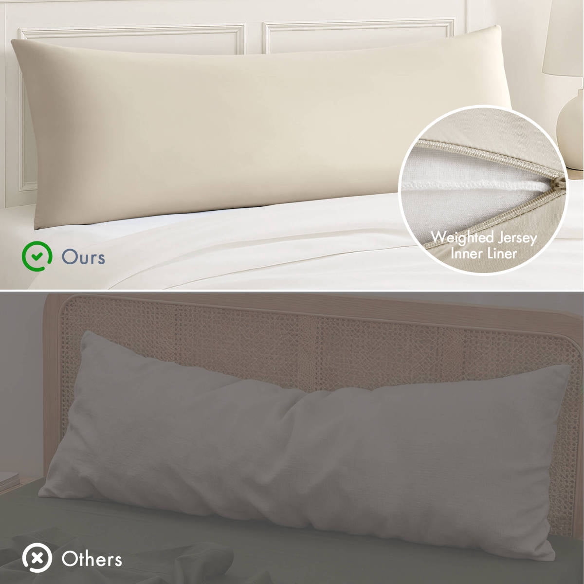 FENGFAN Neutral Cooling Full Body Pillow 20x54" Memory Foam Support Pillow with Washable Cover