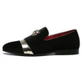 thumbnail image 2 of Santimon Men Velvet Loafers Golden Animal Buckle Slip-On Formal Dress Shoes Black 6 US, 2 of 8