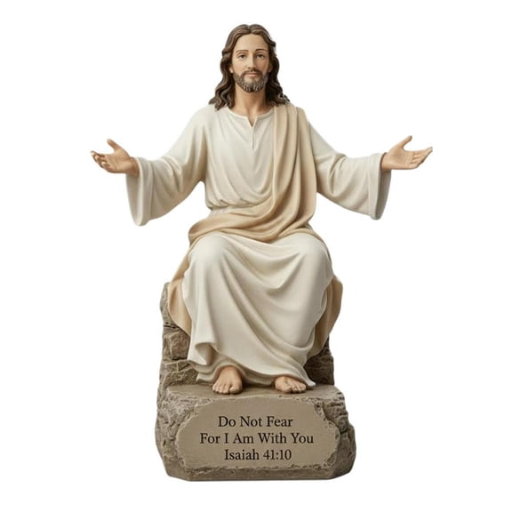 Jesus Resin Statue – DIY Decorative Figurine, White & Brown Artistic Home and Office Decor, Serene Desk Companion, Perfect Gift for Faith and Art Lovers