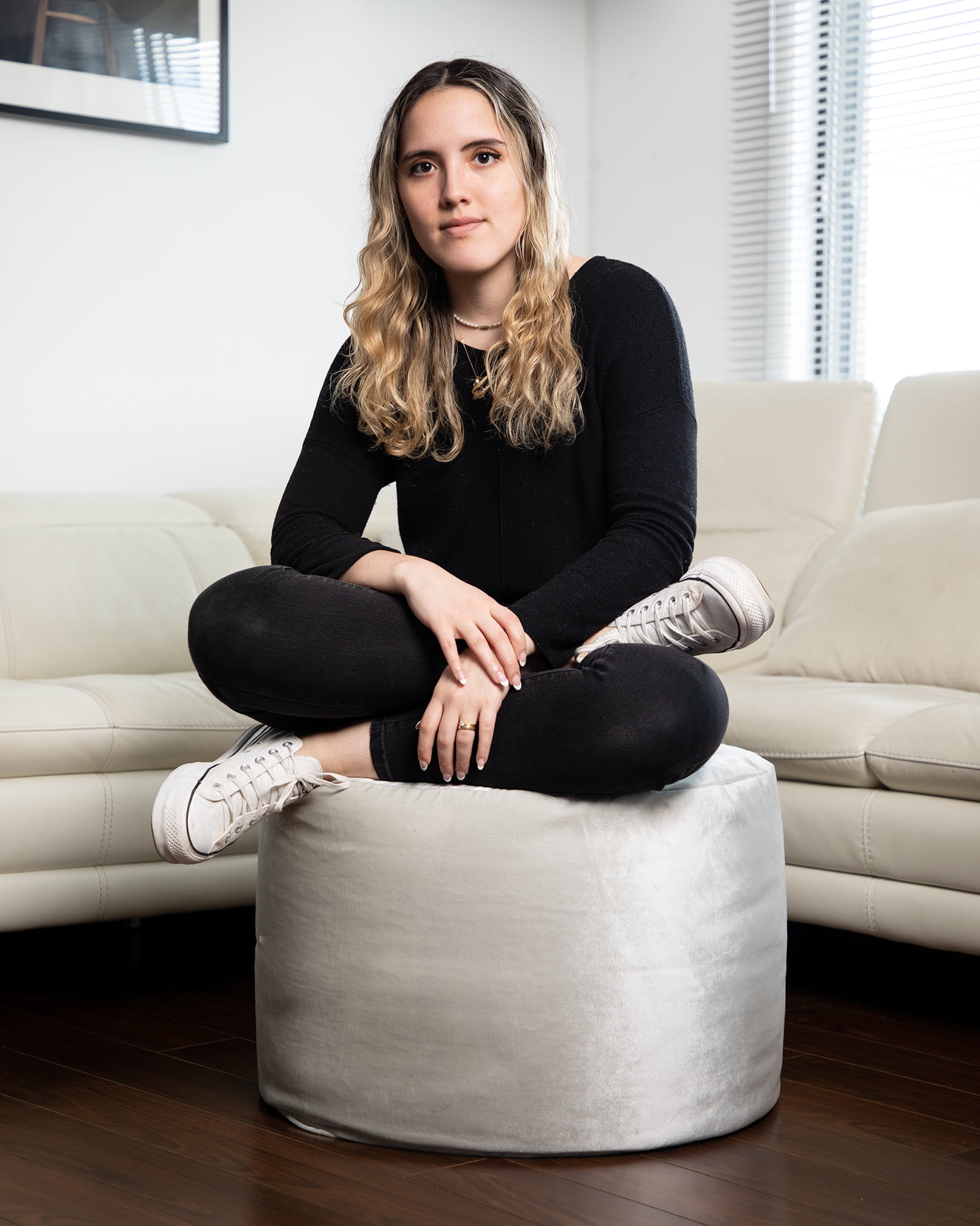 Eclipse Silver Velvet Pouf – Round Ottoman with Washable Cover & Bead Filling, Ideal for Seating or Footrest for Living Room, Bedroom or Office