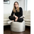 thumbnail image 2 of Pouf Eclipse argent en velours – Pouf rond avec housse lavable et rembourrage en billes, idéal comme siège ou repose-pieds pour salon, chambre à coucher ou bureau, 2 of 5
