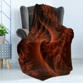 thumbnail image 4 of Burnt Orange Soft Flannel Fleece Throw Blanket, Digital Fractal Image with Swirling Turning Moving Floral Lines Modern Graphic, Cozy Plush for Indoor and Outdoor Use, 50" x 60", Orange, by Ambesonne, 4 of 5