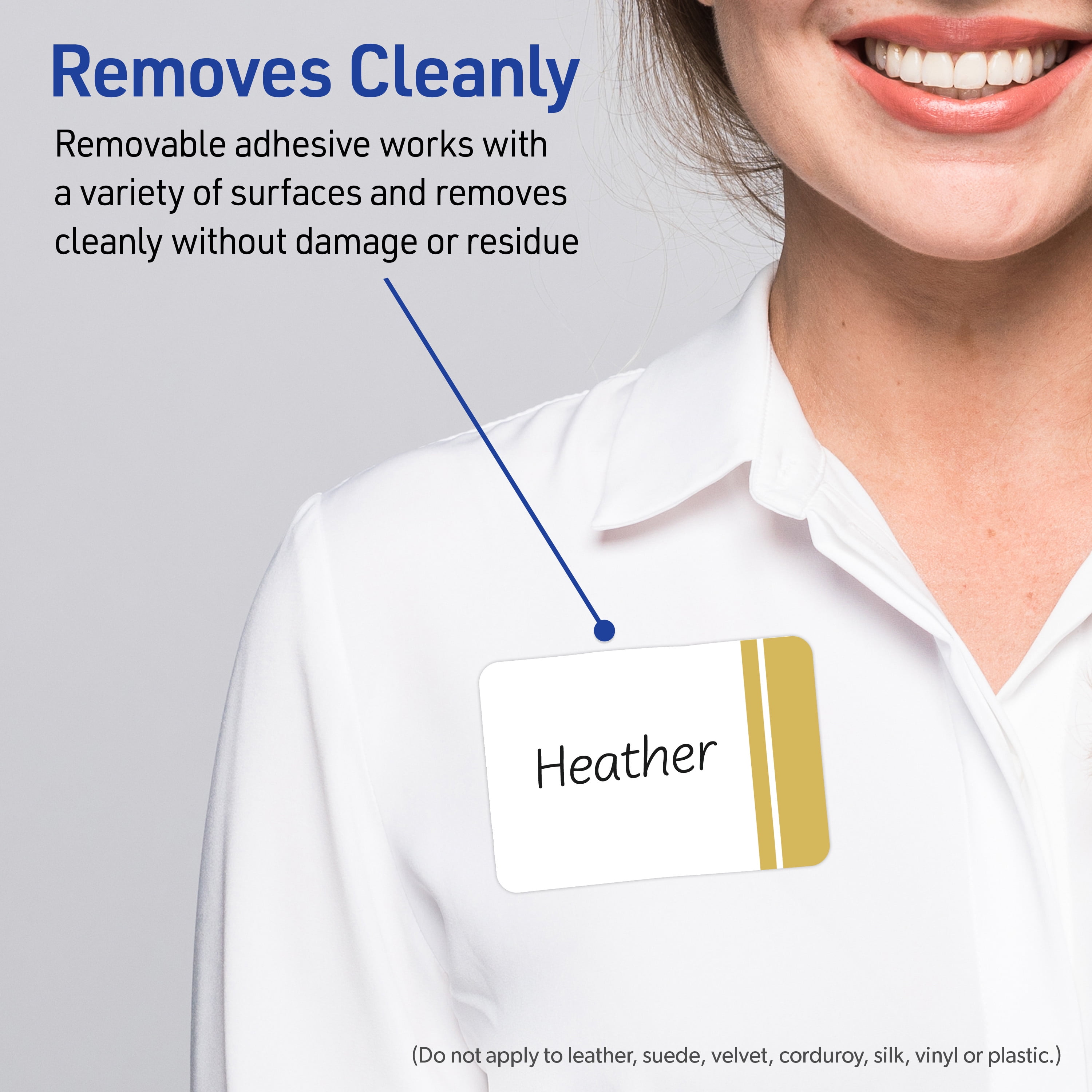 Avery Adhesive Name Tags, Matte White, Double Dipped Gold Edge
