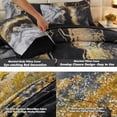 thumbnail image 6 of 6 PCS Bed in a Bag Black Watercolor Marble Printed Comforter Set for Queen Bed Burning Mountain Pattern Bedding Set with Sheets Retro Artwork Design Quilt Sets(Black, Queen), 6 of 7