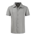 thumbnail image 2 of Franhais Men's Summer Casual T Shirt Solid Color Short Sleeve Lapel Button Shirts Loose Fit Tops, 2 of 9