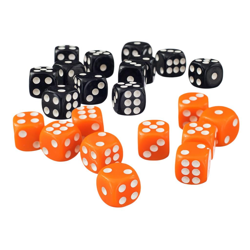 100x Transparent D6 Dice 16mm 6 Sided Die with Dice Bag for Board Game Accs 
