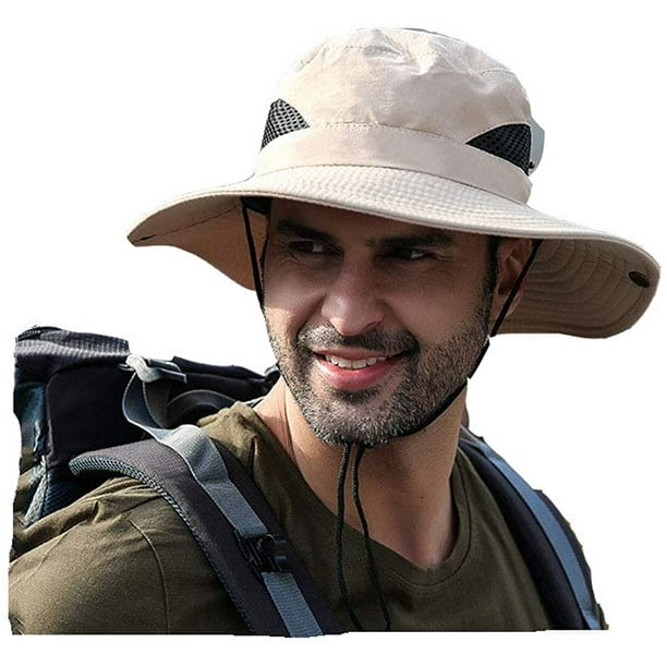 Unisex Wide Brim Sun Hat，UPF50+ Waterproof Bucket Hat for Fishing,Hiking,  Camping。 